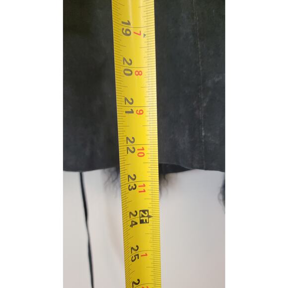 Black Genuine Suede & Fur Trim 70s Glam Whimsygoth Festival Coat - Picture 14 of 16